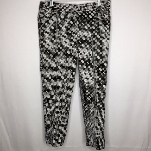 White House Black Market Pants - White House Black Market Womens Sz 10 Crop Black White Geometric Dress Pant E23